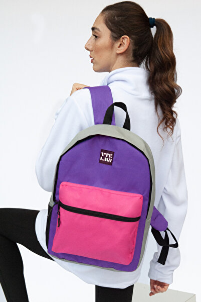 Vatkalimon Unisex Pink Purple Gray School And Backpack