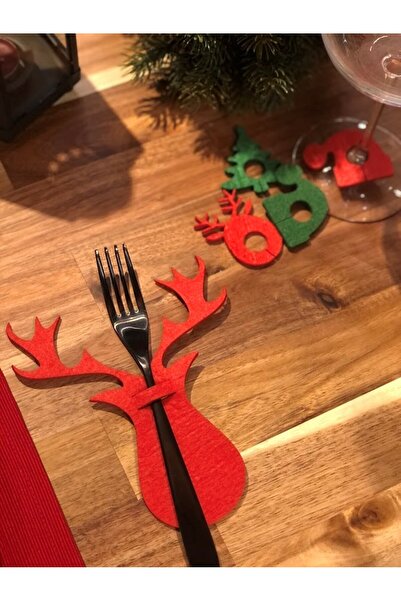 Masalsı Concept 4 قطع من أدوات المائدة المزخرفة باللون الأحمر - أدوات المائدة...