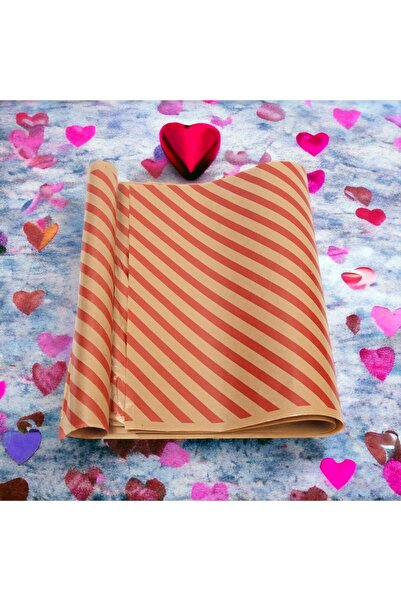 ÇEÇEN HOME قطعة واحدة من عبوة هدايا مخططة من كرافت باللون الأحمر، ورق تغليف، ...