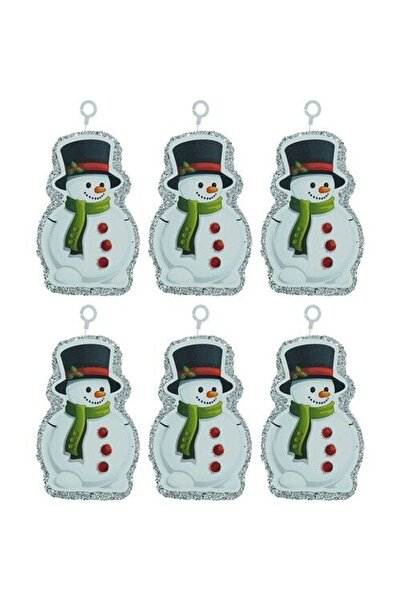 TATLI GÜNLER YILBAŞI SÜSÜ YILBAŞI AĞACI SÜSÜ SİMLİ ÇAM SÜSÜ STRAFOR 6'LI KARDAN ADAM GÜMÜŞ