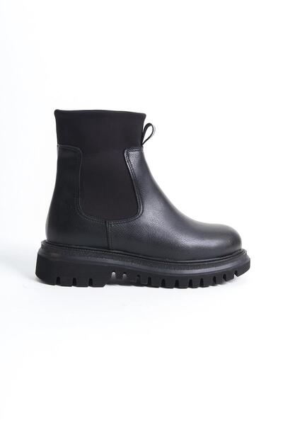 Modabuymus Tothem Siyah Mat Esnek Dalgıç Kumaş Chelsea Lastikli Günlük Bot