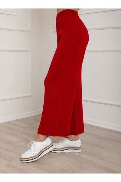 Nacar Women's Thick Winter Comfortable Fit Wide Leg Comfort Elastic Waist Knitwear Trousers