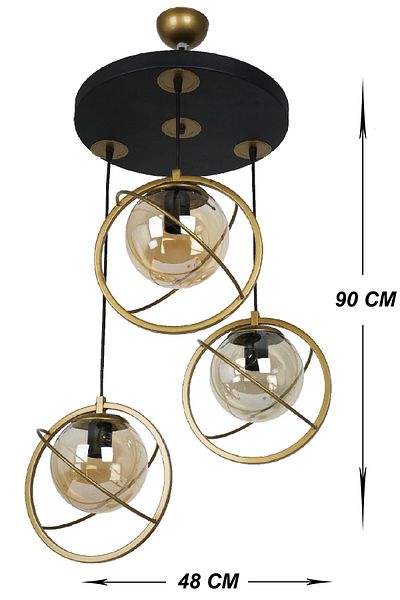 VENON LIGHTING RONI TRIPLE GLASS TOLD BLACK CHANDELIER