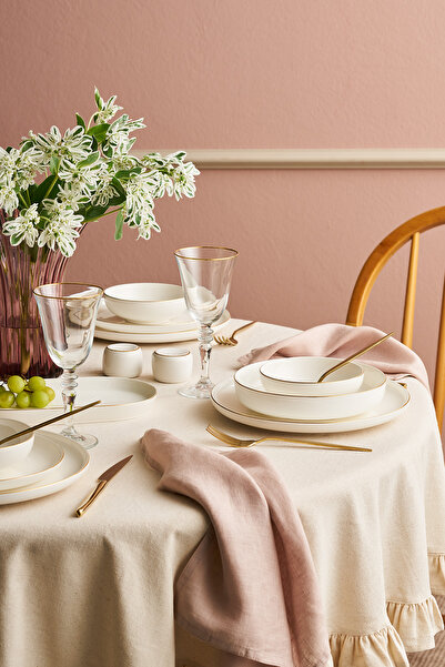 İSTANBUL PORSELEN Sade 29 Parça Yemek Takımı Gold