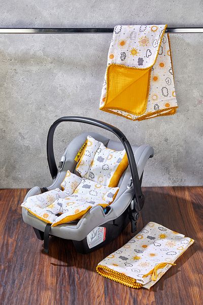 Miningaa Handmade Orthopedic Baby Stroller Cushion, Cover and Sheet with Waist Support Set of 3