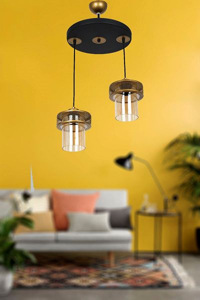 VENON LIGHTING PIANO 2-PIECE GLASS TOLD BLACK CHANDELIER