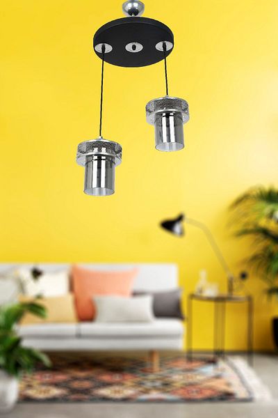 VENON LIGHTING PIANO 2-PIECE GLASS BLACK CHROME CHANDELIER