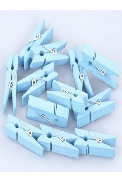 Kazanabil PACK OF 24 WOODEN MINI PEGS BLUE 2.5CM