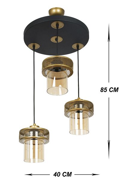 VENON LIGHTING PIANO 3-PIECE GLASS TOLD BLACK CHANDELIER