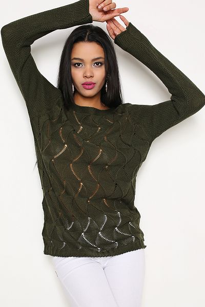 AVORWE Leaf Patterned Jacquard Knitted Women's Knitwear Sweater