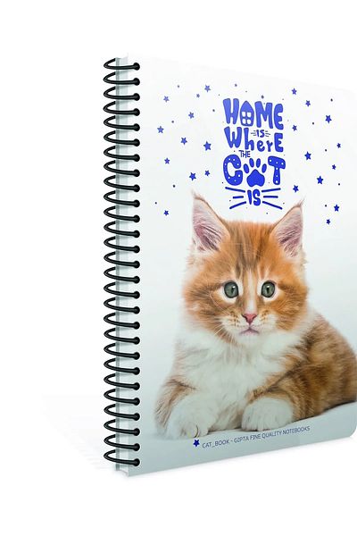 Gıpta دفتر ملاحظات بغطاء بلاستيكي حلزوني من Cat-book مقاس A4 100 ورقة مربعة