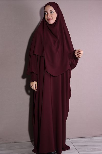 Nowa Scarf Double Set Medina Silk Fabric Wrap and Dress Burgundy