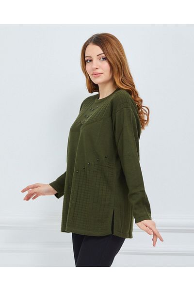 Fresh&Moda Women's Knitwear Winter Middle-Age Daily Mother Blouse Sweater