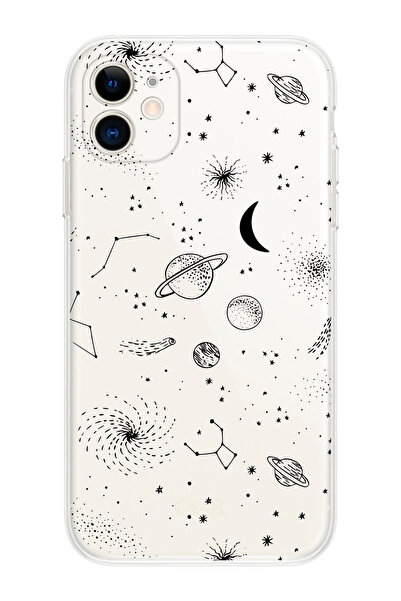 shoptocase Iphone 11 Uyumlu Galaxy Tasarımlı Şeffaf Telefon Kılıfı