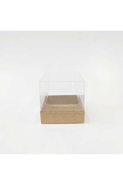 SarrumaHediyelik Kraft Kutu Asetat Kapaklı 5*5*5cm 10 Adet