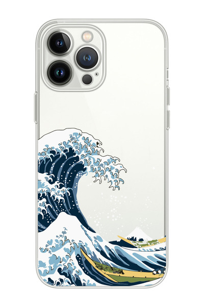 shoptocase Iphone 15 Pro Max Uyumlu Kanagawa Tasarımlı Premium Şeffaf Telefon...