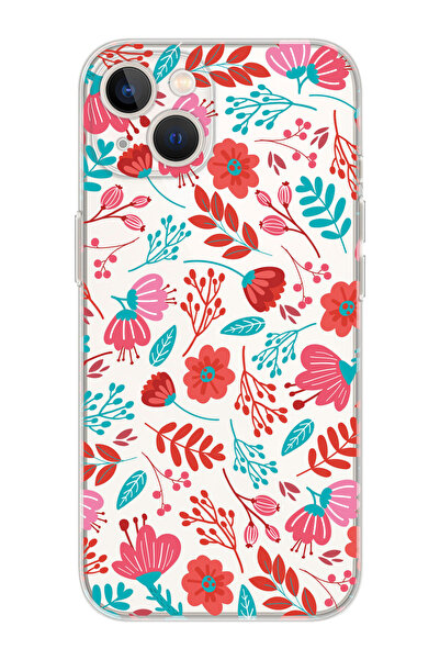 shoptocase Iphone 13 Uyumlu Çiçekler Tasarımlı Premium Şeffaf Silikon Telefon...
