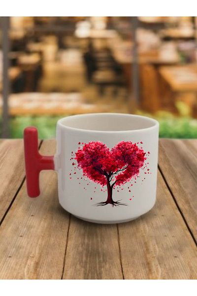 lili hediyelik Heart Tree Visual Coffee Mug Cup Ceramic Mug - Ceramic Tea, Coffee Gift Cup