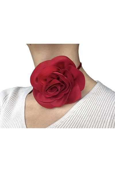 zühre balaban red rose choker necklace accessory