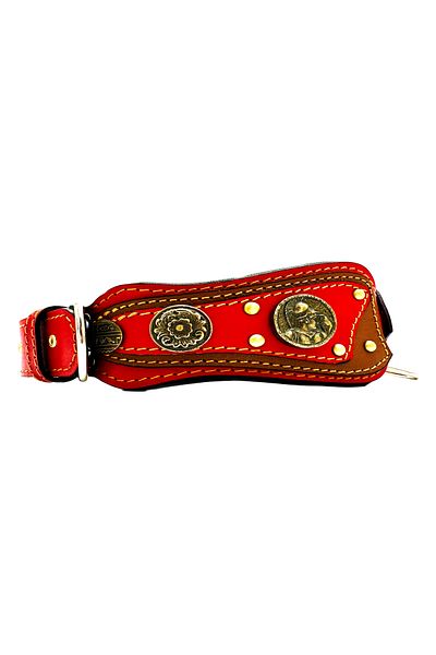 Tasma Market Red-Brown Handmade Leather Dog Collar