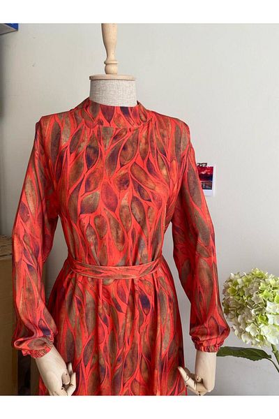 Serra Butik PATTERNED DRESS BELTED ANKLE WITH RUBBER RUBBER