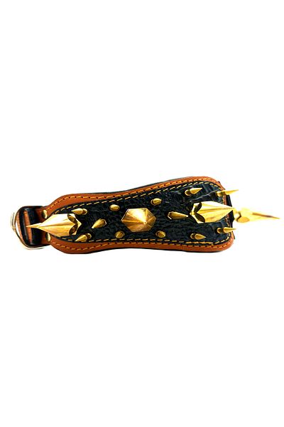 Tasma Market Black-Brown Special Design Luxury Leather Dog Collar