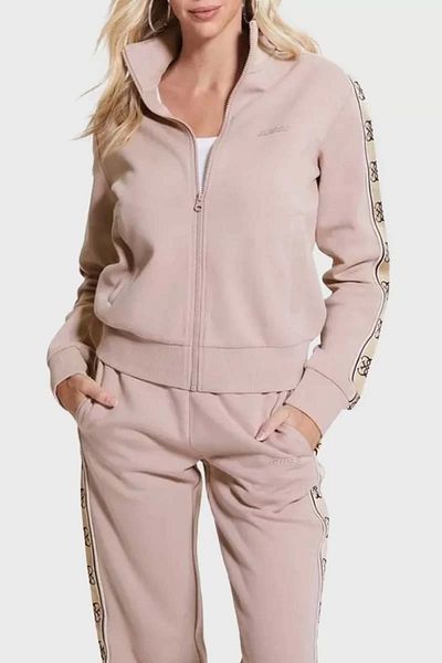 Guess Britney Cotton Regular Fit Stand Collar Zip-Up Sweatshirt - V2Yq16Kb3P2 G4Q9