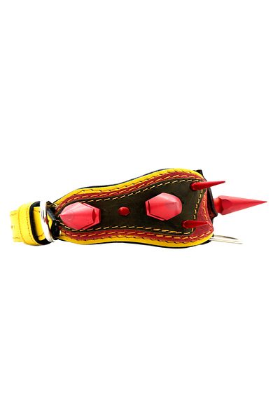 Tasma Market Yellow-Khaki Special Design Luxury Gladiator Leather Dog Collar