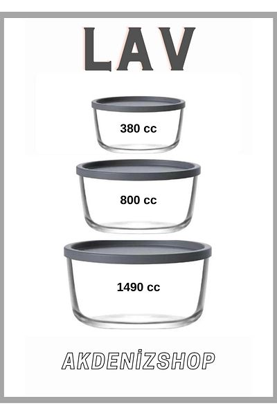LAV Round Anthracite Storage Container 380-800-1490 Cc Set of 3