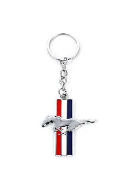 AYCANSTORE Breloc din oțel inoxidabil cromat cu două fețe compatibil cu vehiculele Mustang