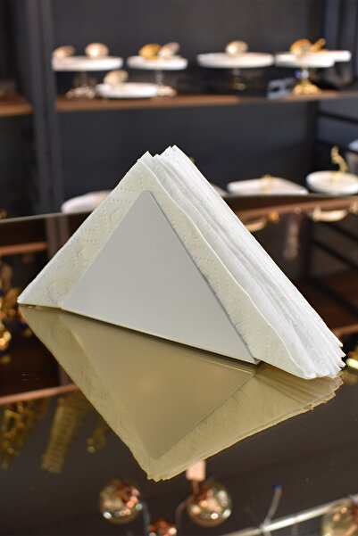 TR Turan Collection Üçgen Model Beyaz Metal Peçetlik