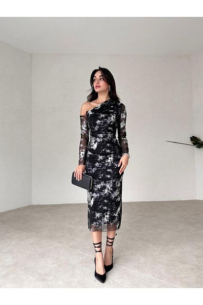 Anesa Butik Rochie de colecție specială de Anul Nou imprimată cu folie