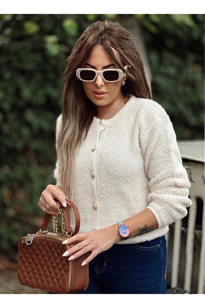 asur boutique Asur Boutique Women's Teddy Soft Gold Button Cardigan