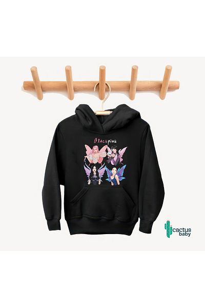 CACTUS COLLECTION ДЕТСКИ СУИТШЪР С НАПИСАН ДИЗАЙН CACTUS, ЧЕРНО-РОЗОВ, ЗА МОМИЧЕТА