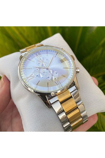 İSTLİV Silver-gold Color Men's Wristwatch with Roman Numerals