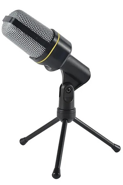 TechnoStation Bilgisayar Pc Masaüstü Profesyonel 3.5mm Kablolu Stüdyo Oyuncu Profesyonel Mikrofon Standlı SF-920