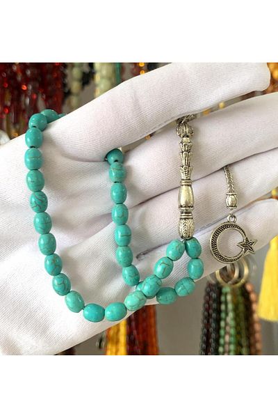 Kehribarkolik TURQUOISE FIRUZE NATURAL STAR Rosary