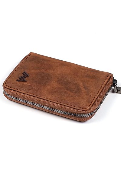 TESBİHCİBABA Mandarin Full Grain London Zippered Men's Leather Card Holder-wallet