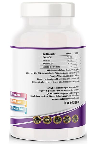 NCS Coenzyme Q-10 200 Mg Resveratrol Hyaluronic Acid Carabiner 180 Tablets