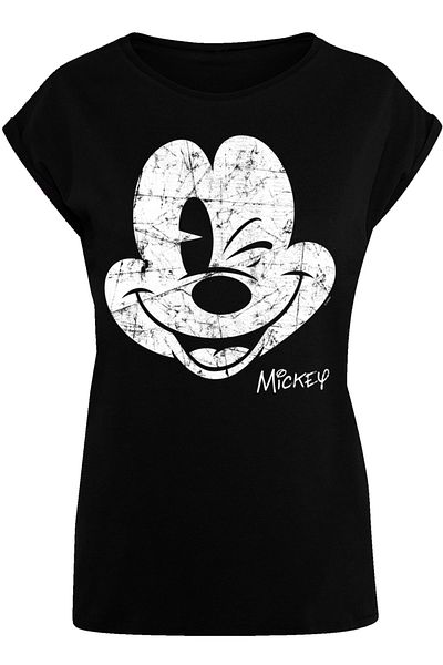 F4NT4STIC Damen Disney Mickey Mouse Since Beaten Face CHAR CADT Ladies Extended Shoulder Tee