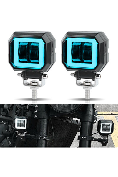 DEKOHOP Motosiklet Scooter ATV Sis Farı Metal Gövde Kare Angel 20 W 2 ADET