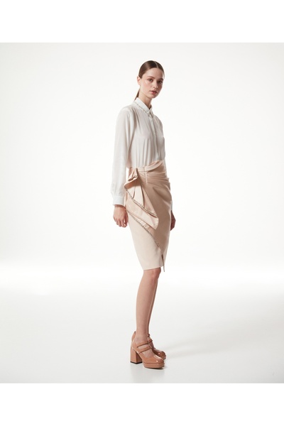 Machka Gathered skirt with crystal stone stripes