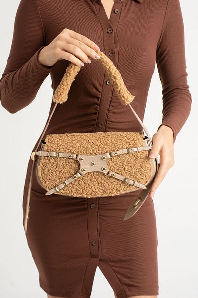 Hera Grace Geantă de damă model Manc din piele artificială de pluș