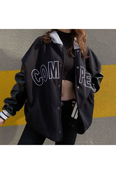 oneoff Unisex Oversize Complex Nakışlı Kolej Yelek Hırka
