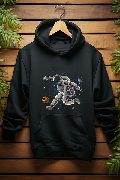 ADA BEBEK ÇOCUK Унисекс памучни футболни топки Детски суичър с качулка Astronaut