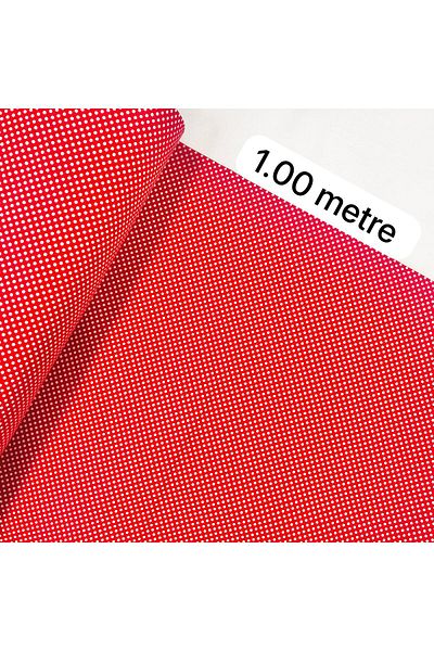 Tekin's Home 240 cm eninide poplin fabric with red points