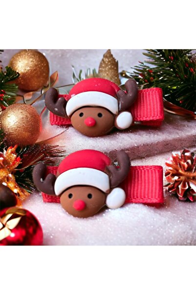 MeloKids 2-Piece Ribbon Covered Clip Buckle Christmas New Year Christmas