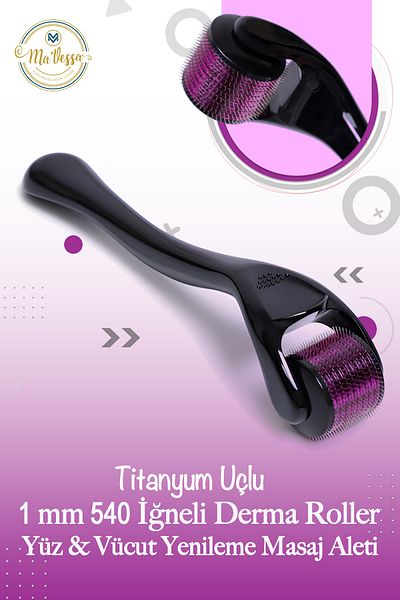 Ma'Vessa Titanium Tip 1 mm 540 Needle Dermaroller Face and Body Renewal Massage Tool