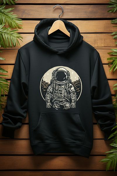 ADA BEBEK ÇOCUK Унисекс памучен суитшърт с качулка Astronaut World