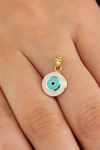 MİLET KUYUMCULUK 14 Ayar Altın Sedef Mineli Nazarlık Kolye Ucu